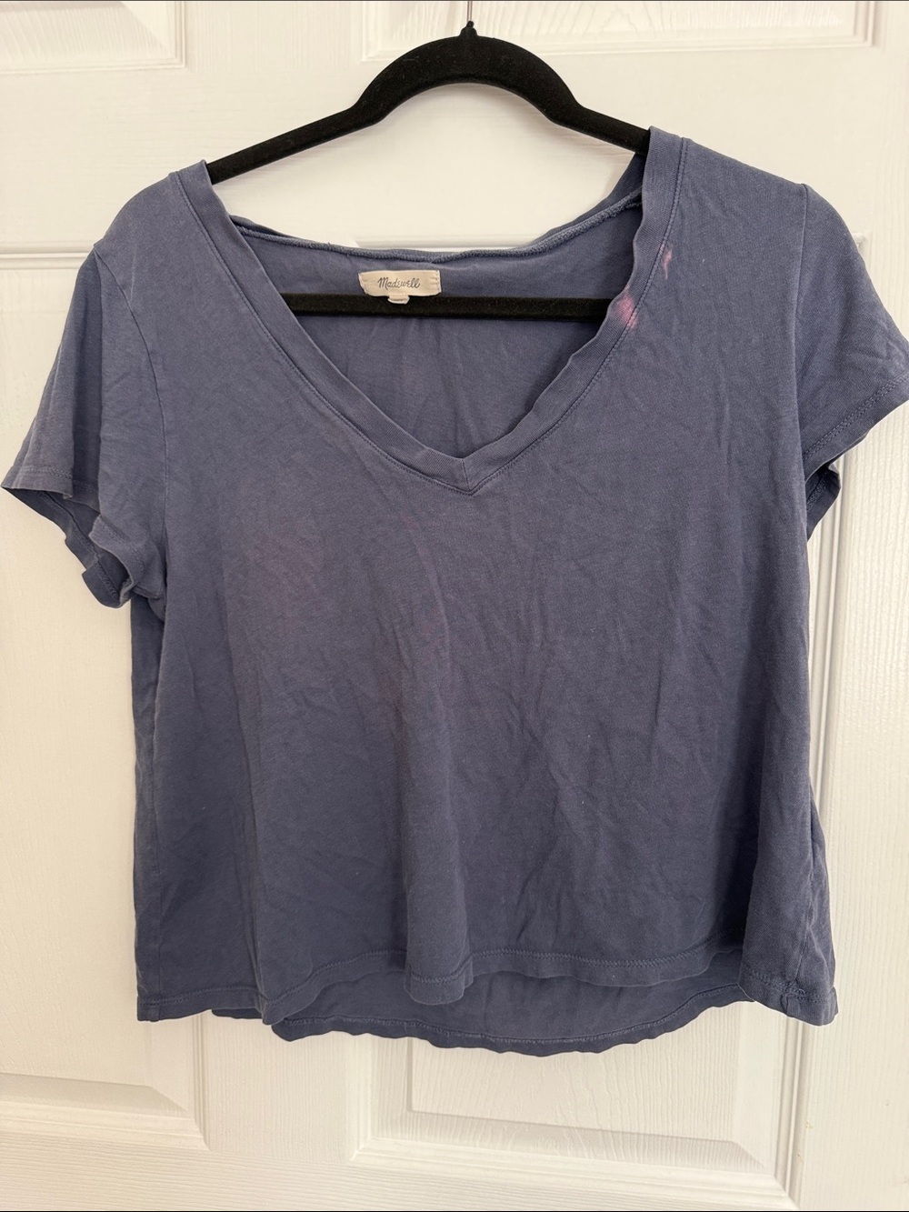 Madewell Short Sleeve V-Neck Tee in Dusty Blue